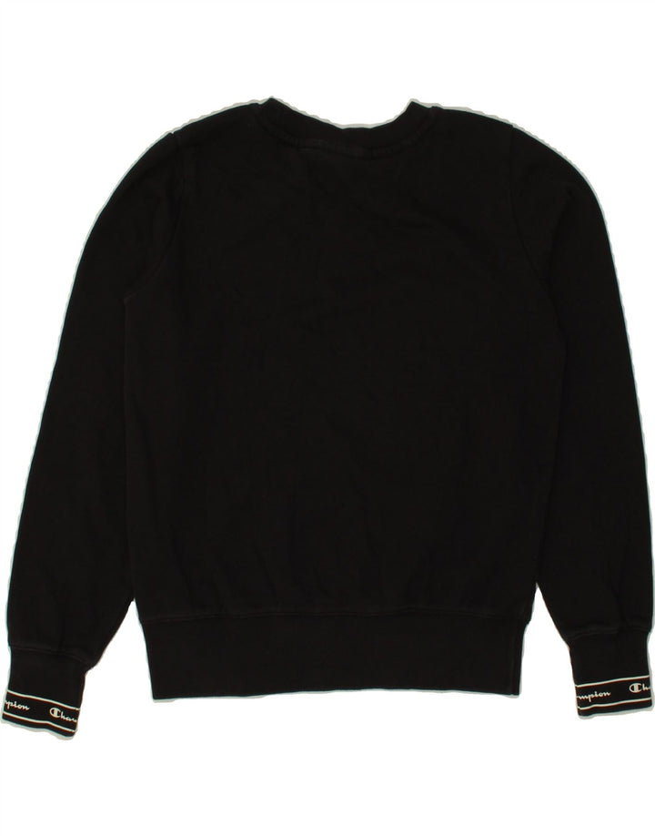 CHAMPION Womens Crop Graphic Sweatshirt Jumper UK 14 Medium Black Cotton Vintage Champion and Second-Hand Champion from Messina Hembry 
