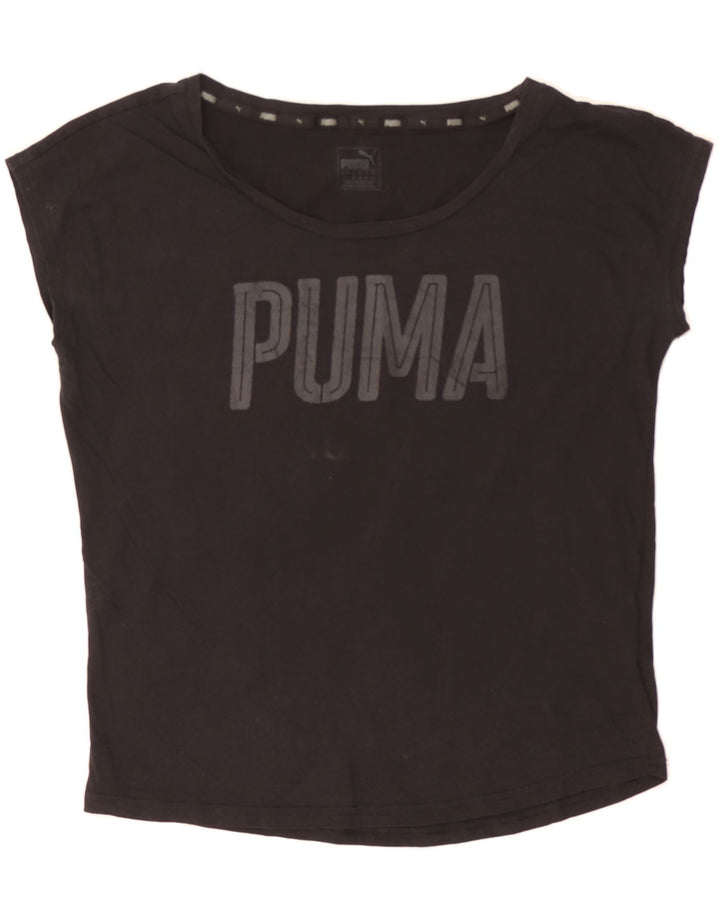 PUMA Womens Graphic T-Shirt Top UK 12 Medium  Black Cotton Vintage Puma and Second-Hand Puma from Messina Hembry 