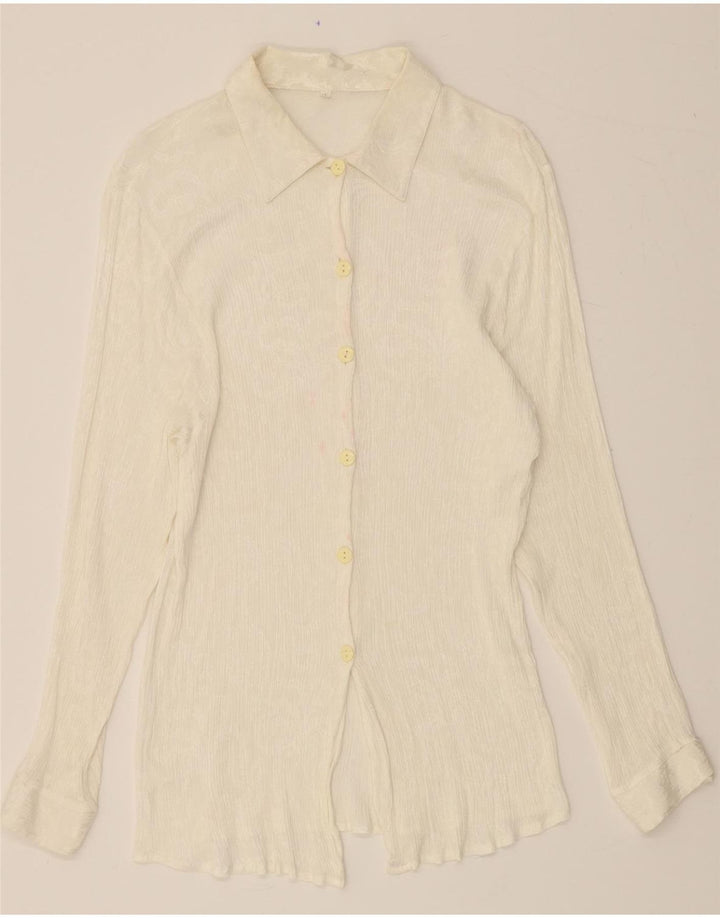 VINTAGE Womens Shirt Blouse UK 14 Large Beige Viscose Vintage Vintage and Second-Hand Vintage from Messina Hembry 
