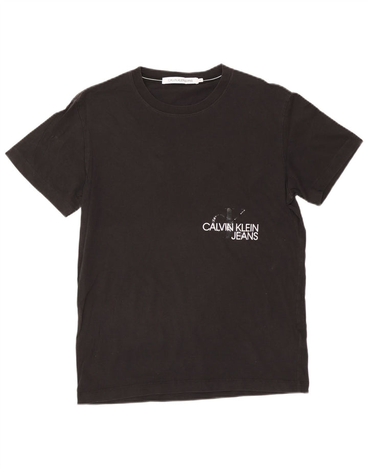 CALVIN KLEIN JEANS Mens Graphic T-Shirt Top Small Black Cotton
