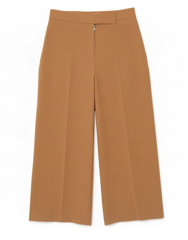 Zara Womens Crop Wide Leg Suit Trousers Small W26 L24 Beige
