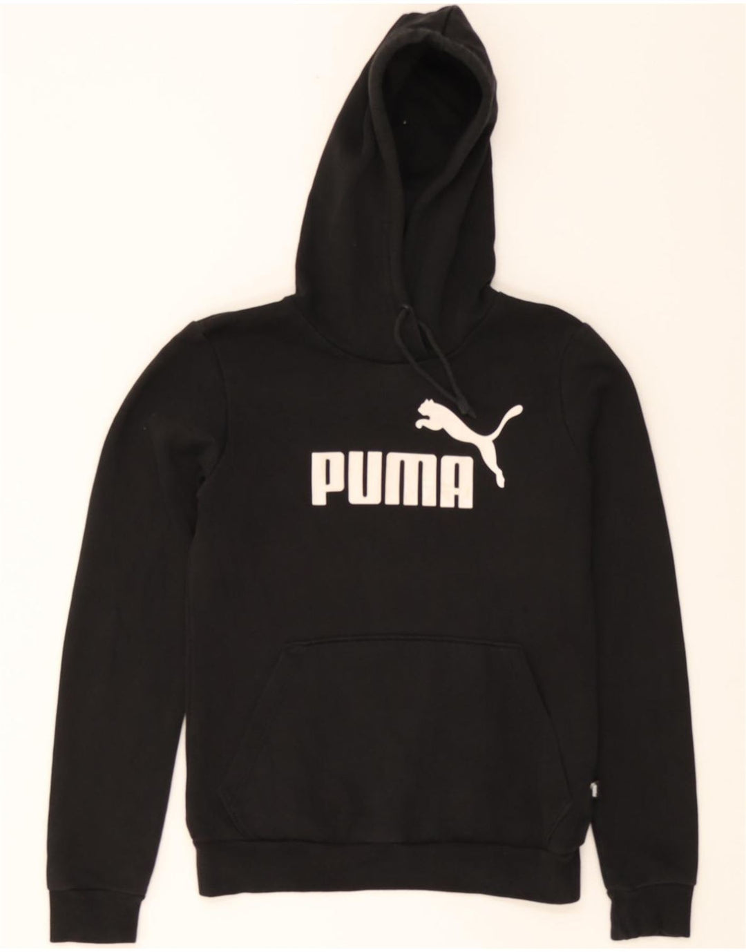PUMA Womens Graphic Hoodie Jumper UK 8 Small  Black Vintage Puma and Second-Hand Puma from Messina Hembry 
