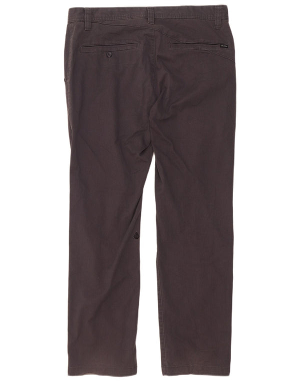 Volcom Mens Straight Chino Trousers W34 L32 Grey Cotton