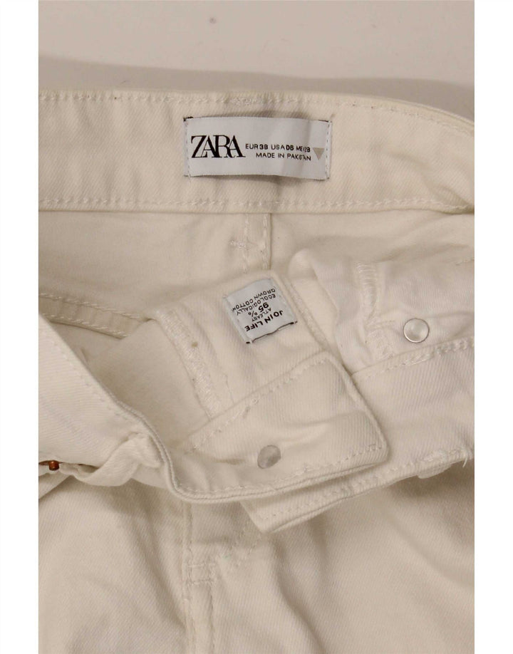 Zara Womens Flared Jeans EU 38 Small W28 L26 White Cotton