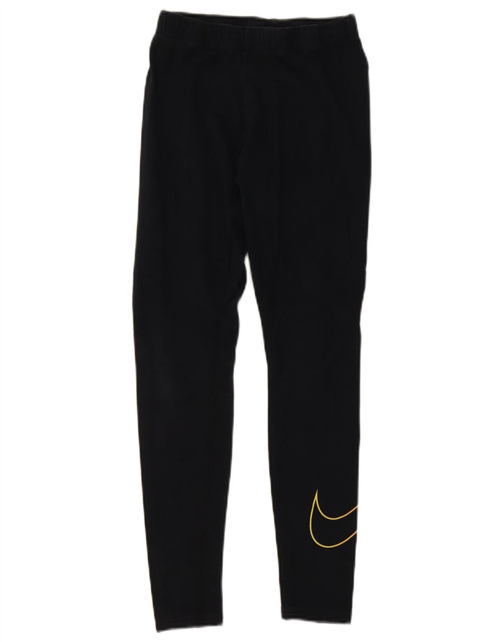 Nike Womens Graphic Leggings UK 10 Small Black Cotton