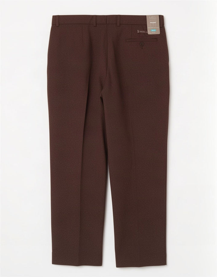 Marks & Spencer Mens Regular Fit Suit Trousers W40 L31 Brown Polyester