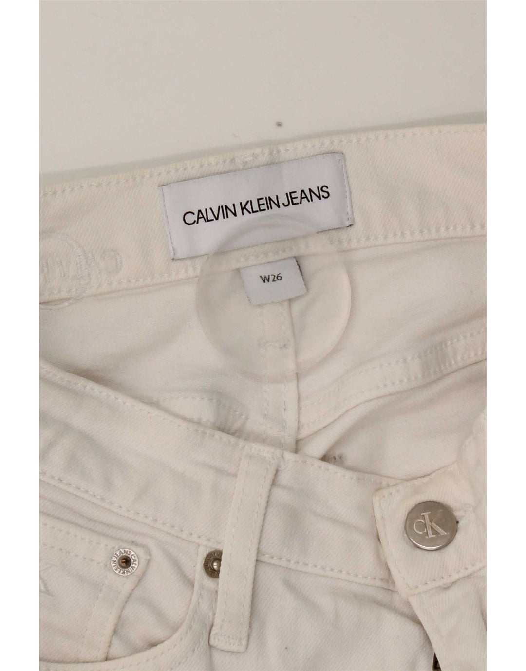 Calvin Klein Womens Tapered Jeans W26 L26 White