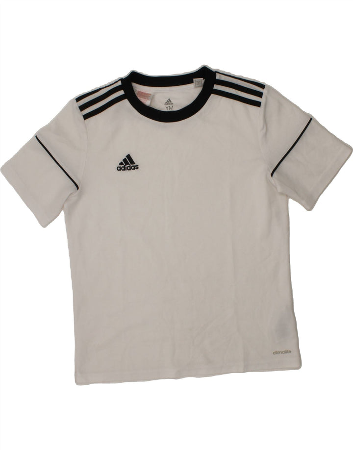 ADIDAS Boys Climalite T-Shirt Top 11-12 Years Medium  White Polyester Vintage Adidas and Second-Hand Adidas from Messina Hembry 