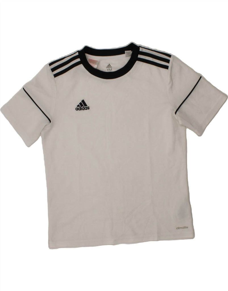 ADIDAS Boys Climalite T-Shirt Top 11-12 Years Medium  White Polyester Vintage Adidas and Second-Hand Adidas from Messina Hembry 