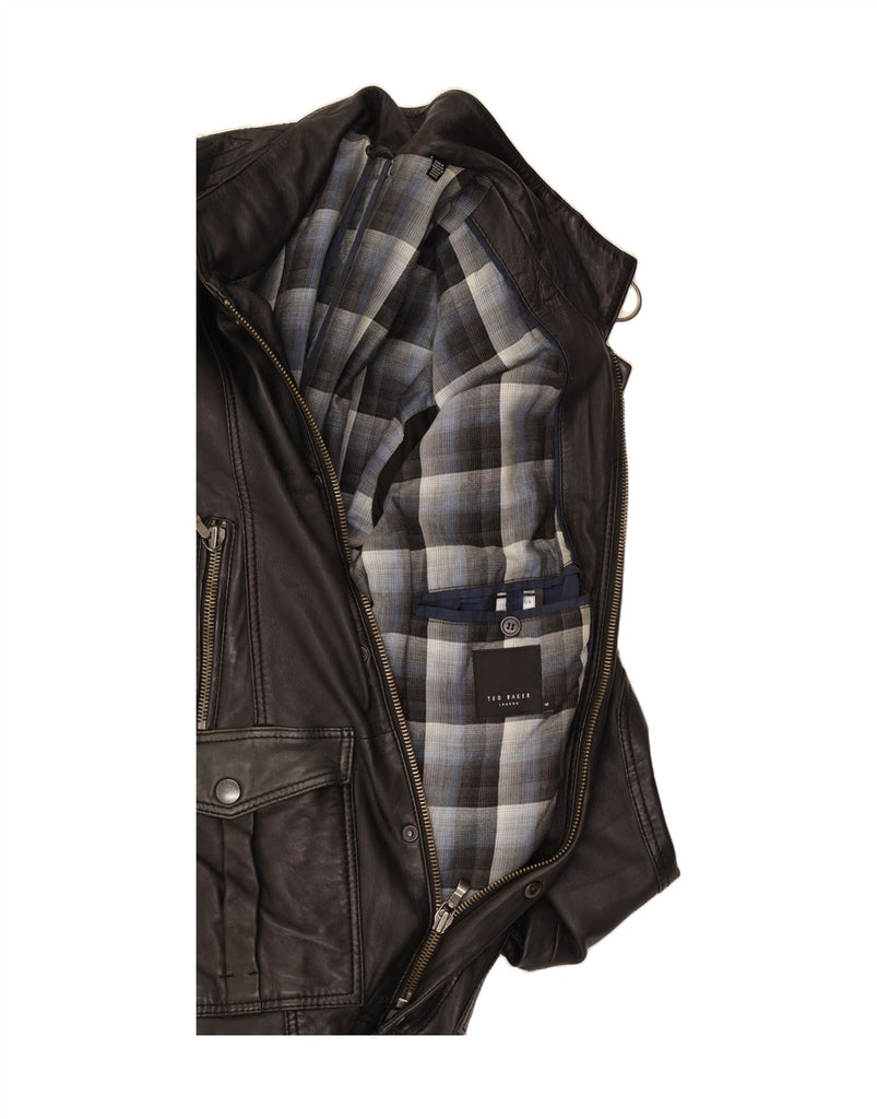 TED BAKER Mens Leather Jacket Size 4 Large Black Leather Vintage Ted Baker and Second-Hand Ted Baker from Messina Hembry 