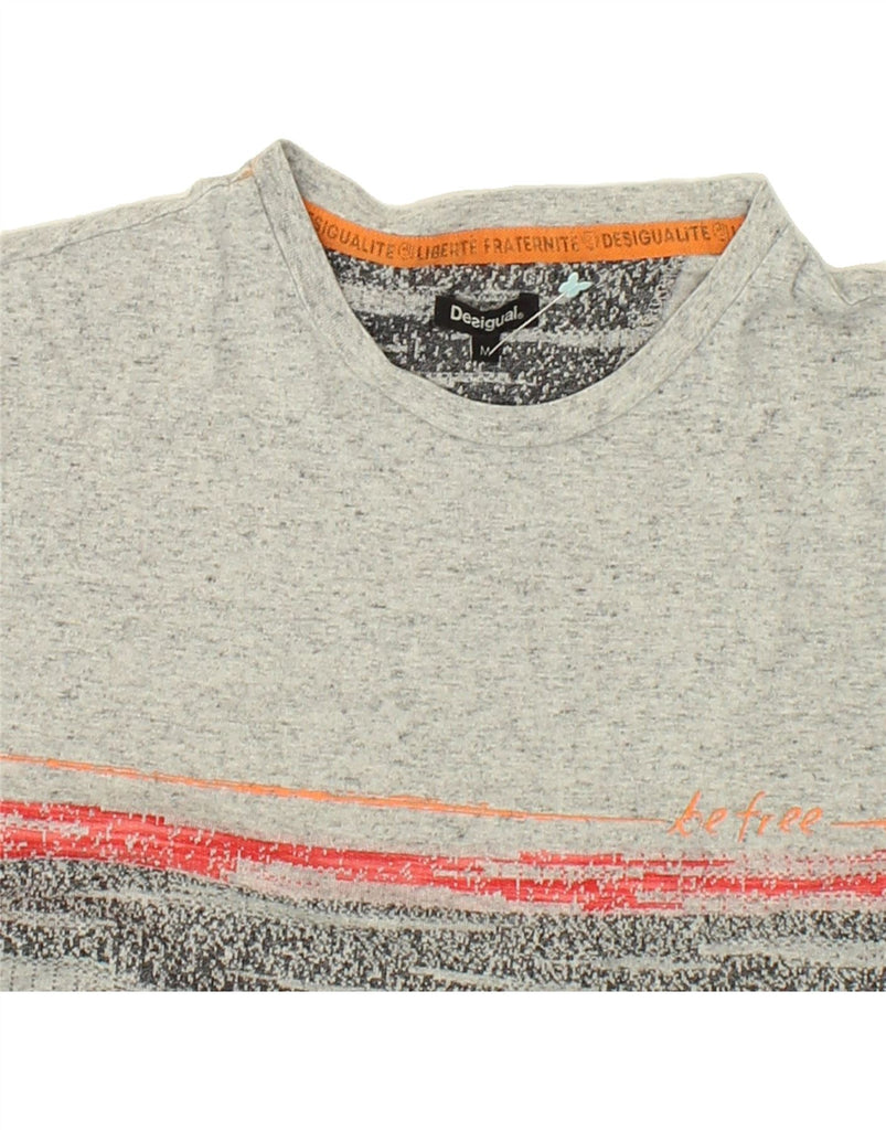 DESIGUAL Mens T-Shirt Top Medium Grey Striped Cotton | Vintage Desigual | Thrift | Second-Hand Desigual | Used Clothing | Messina Hembry 