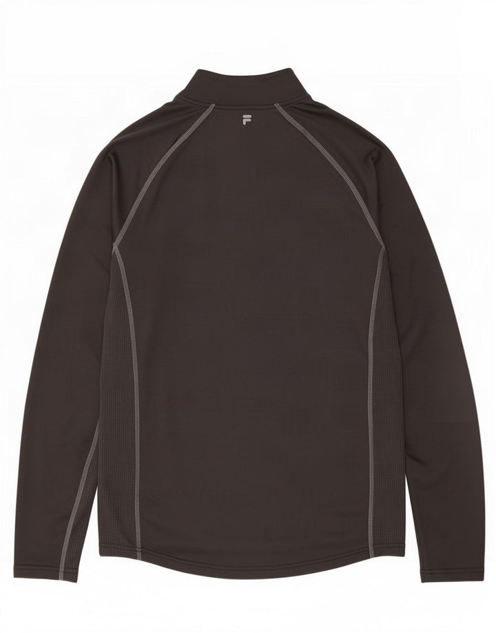 Fila Mens Zip Neck Pullover Tracksuit Top Medium Black Polyester