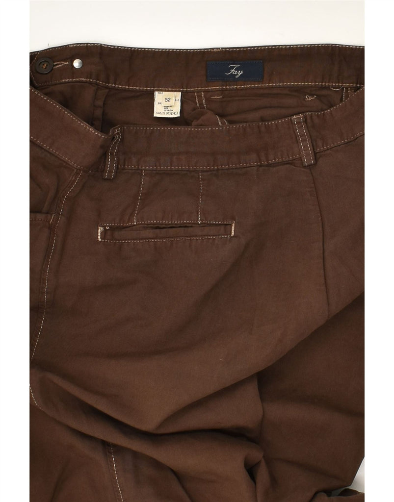 FAY Mens Straight Casual Trousers IT 52 XL W34 L31 Brown Cotton | Vintage Fay | Thrift | Second-Hand Fay | Used Clothing | Messina Hembry 