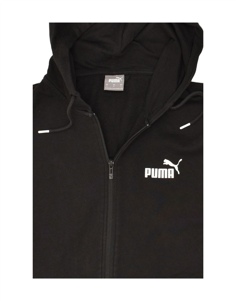 PUMA Mens Graphic Zip Hoodie Sweater Large Black Cotton | Vintage Puma | Thrift | Second-Hand Puma | Used Clothing | Messina Hembry 