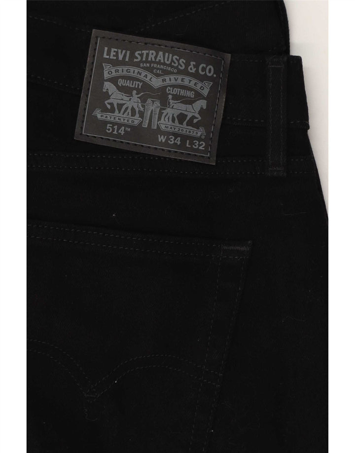 Levi's Mens 514 Straight Jeans W34 L32 Black Cotton