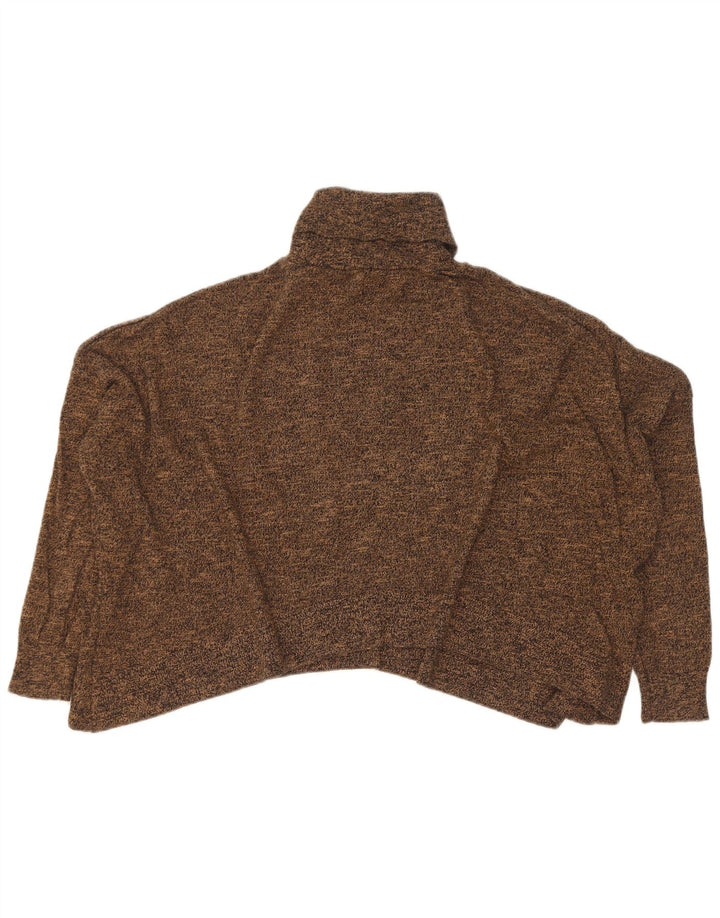 Zara Womens Crop Roll Neck Jumper Sweater UK 14 Medium Brown Flecked