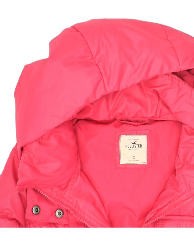 HOLLISTER Womens Hooded Padded Jacket UK 10 Small Pink Polyester | Vintage Hollister | Thrift | Second-Hand Hollister | Used Clothing | Messina Hembry 