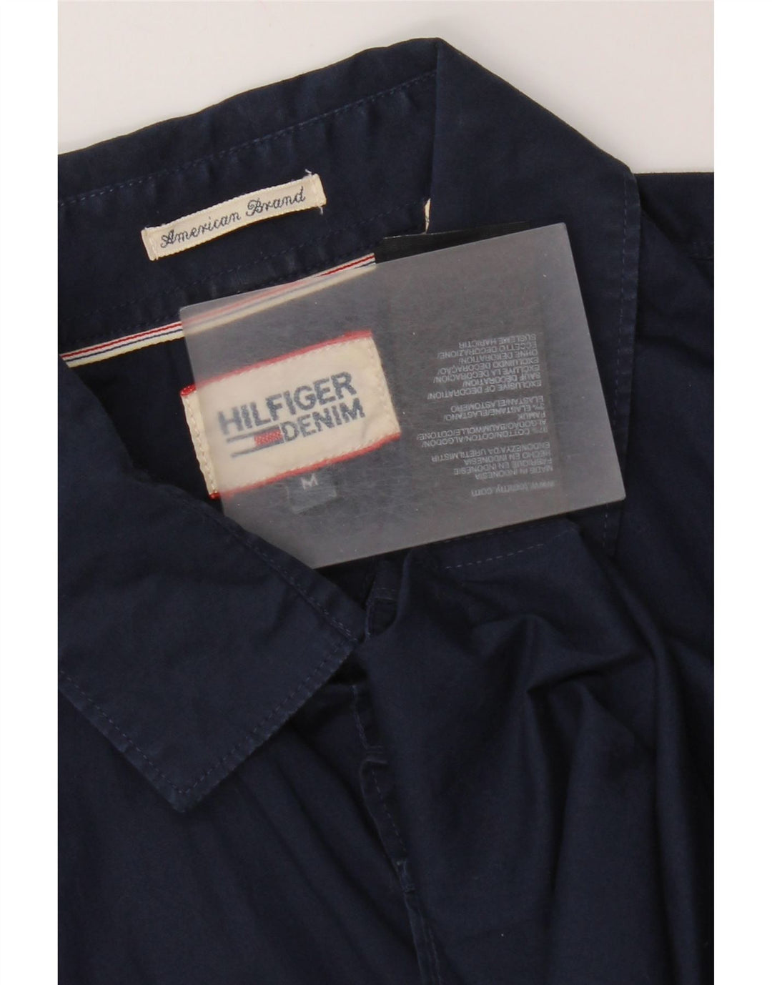 Tommy Hilfiger Mens Short Sleeve Shirt Medium Navy Blue Cotton