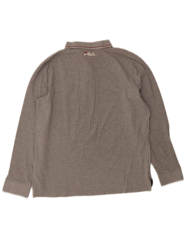 Fila Boys Long Sleeve Polo Shirt 15-16 Years Large Grey Cotton
