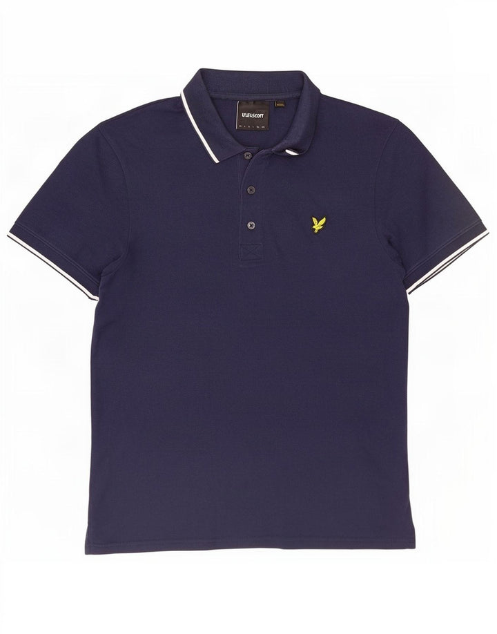Lyle & Scott Mens Polo Shirt Medium Navy Blue Striped