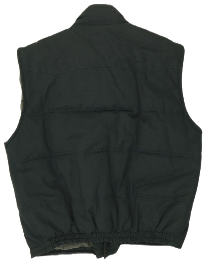 Vintage Mens Padded Gilet UK 38 Medium Green Polyester