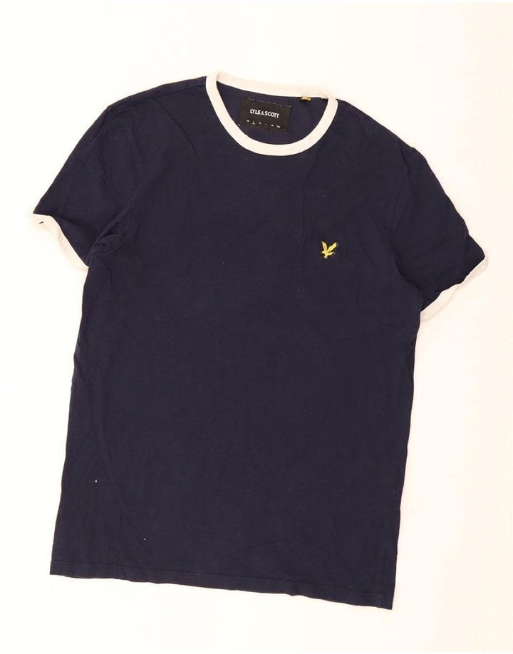 LYLE & SCOTT Mens T-Shirt Top Small Navy Blue Cotton