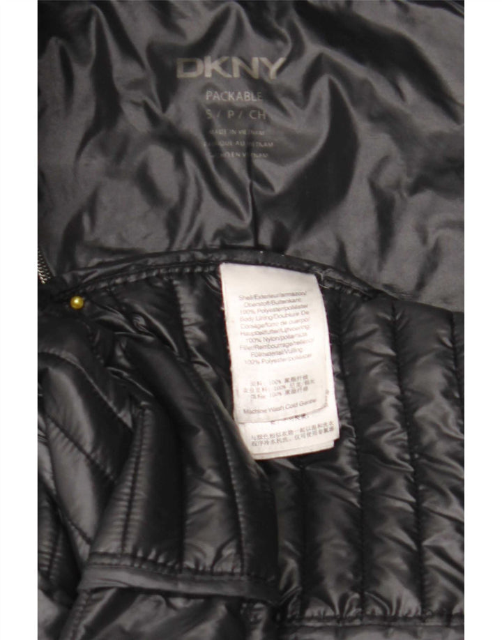 Dkny Womens Hooded Padded Coat UK 10 Small Black Polyester