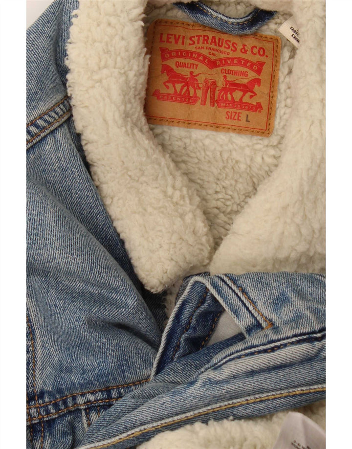 Levi's Mens Sherpa Denim Jacket UK 40 Large Blue