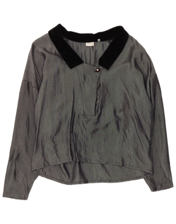 Ferretti Womens Oversized Blouse Top IT 42 Medium Grey Acetate