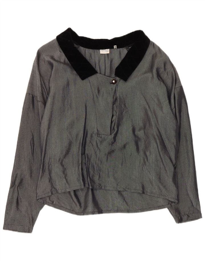 Ferretti Womens Oversized Blouse Top IT 42 Medium Grey Acetate