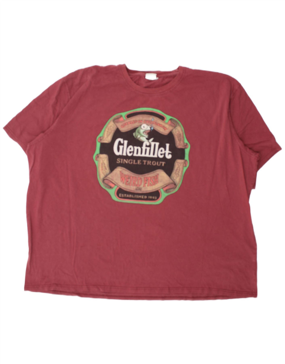 WEIRD FISH Mens Graphic T-Shirt Top 4XL Red Cotton
