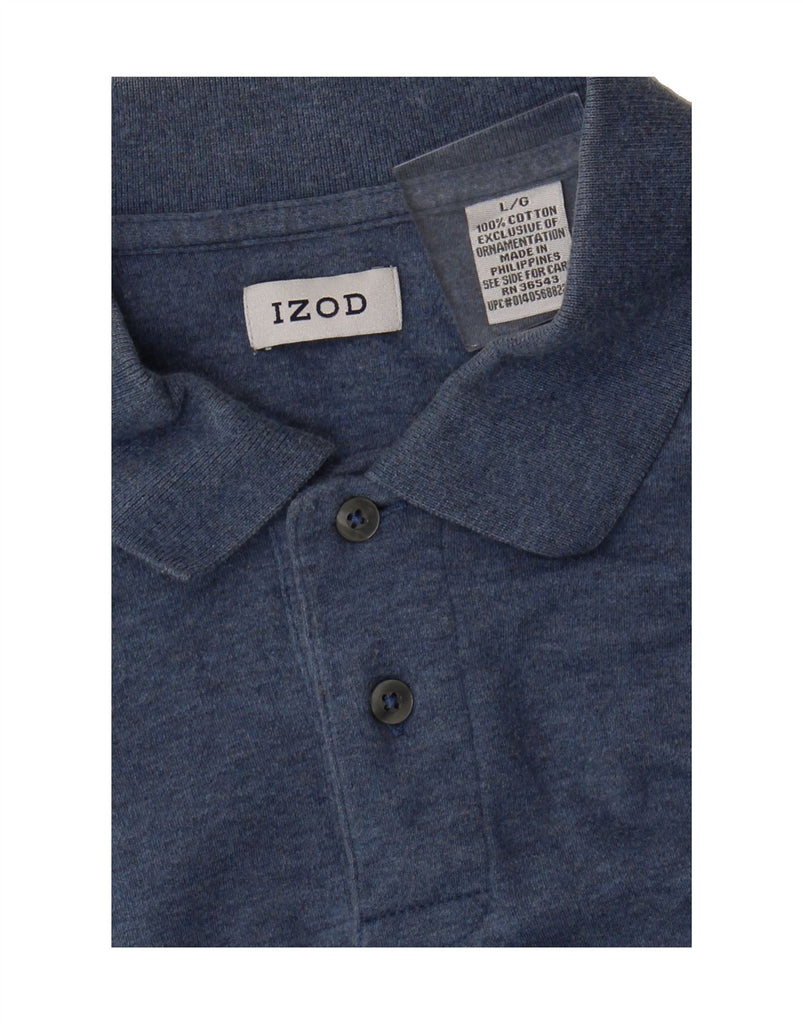 IZOD Mens Long Sleeve Polo Shirt Large Blue Cotton Vintage Izod and Second-Hand Izod from Messina Hembry 
