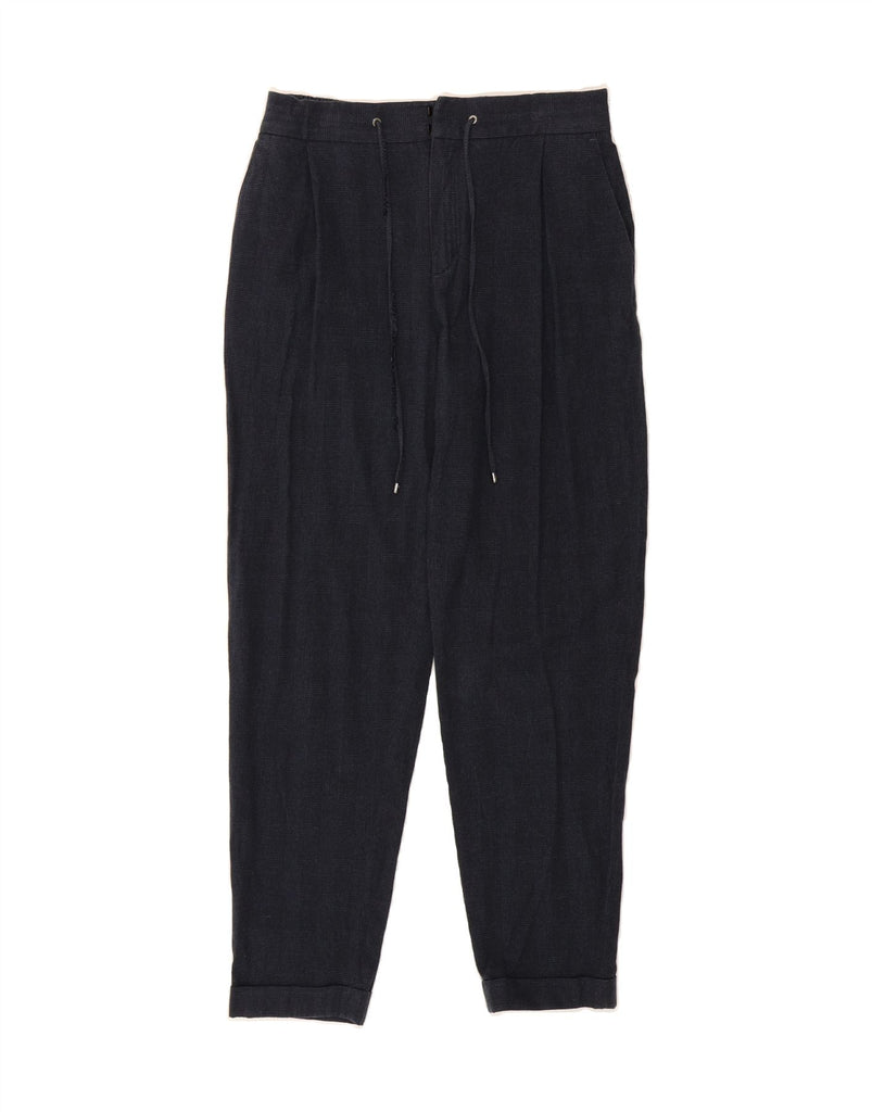 MASSIMO DUTTI Womens Casual Trousers EU 38 Small W30 L28 Navy Blue Check Vintage Massimo Dutti and Second-Hand Massimo Dutti from Messina Hembry 