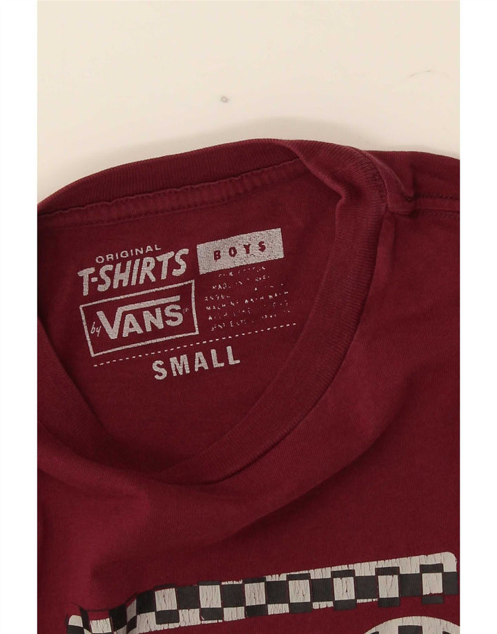 Vans Boys Graphic T-Shirt Top 8-9 Years Small Burgundy