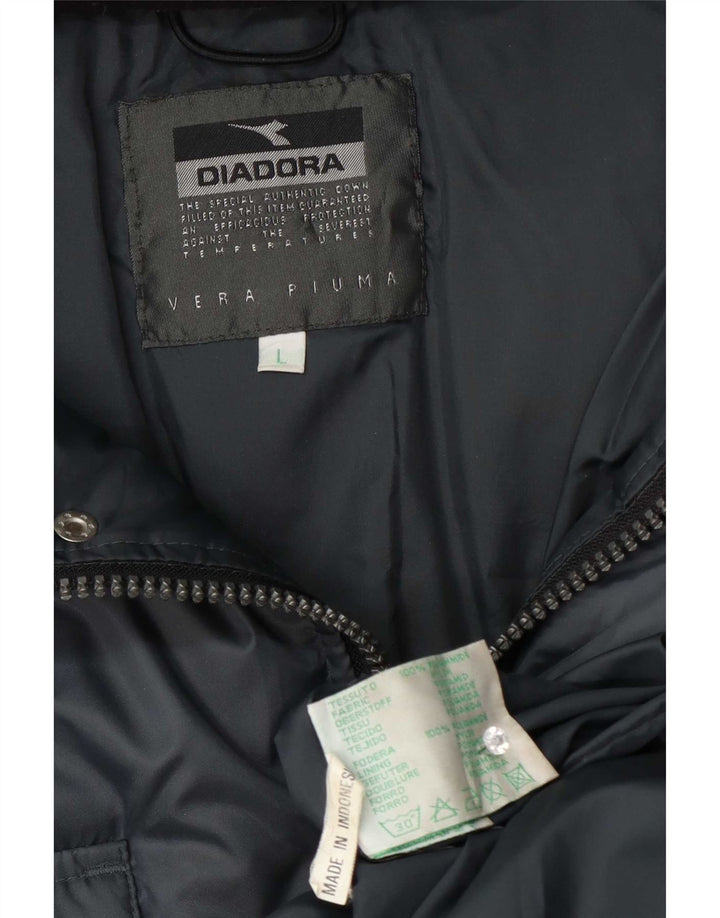 Diadora Mens Hooded Padded Coat UK 40 Large Navy Blue Polyamide