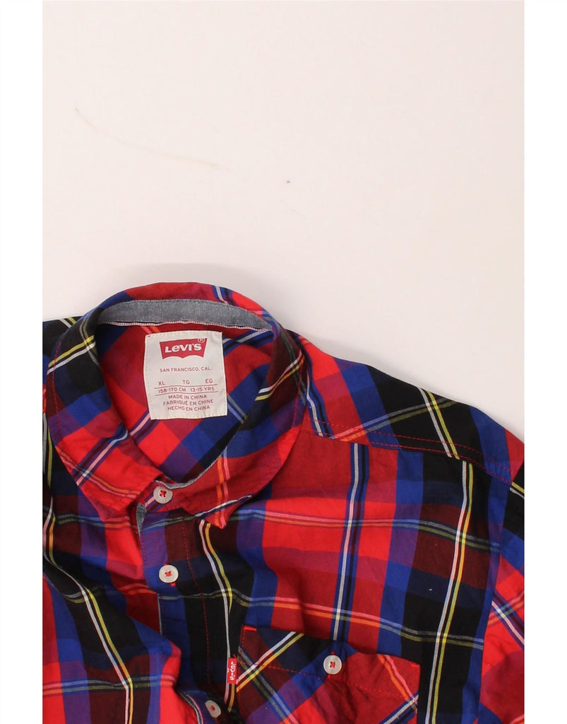 LEVI'S Boys Flannel Shirt 13-14 Years XL Red Check Cotton Vintage Levi's and Second-Hand Levi's from Messina Hembry 
