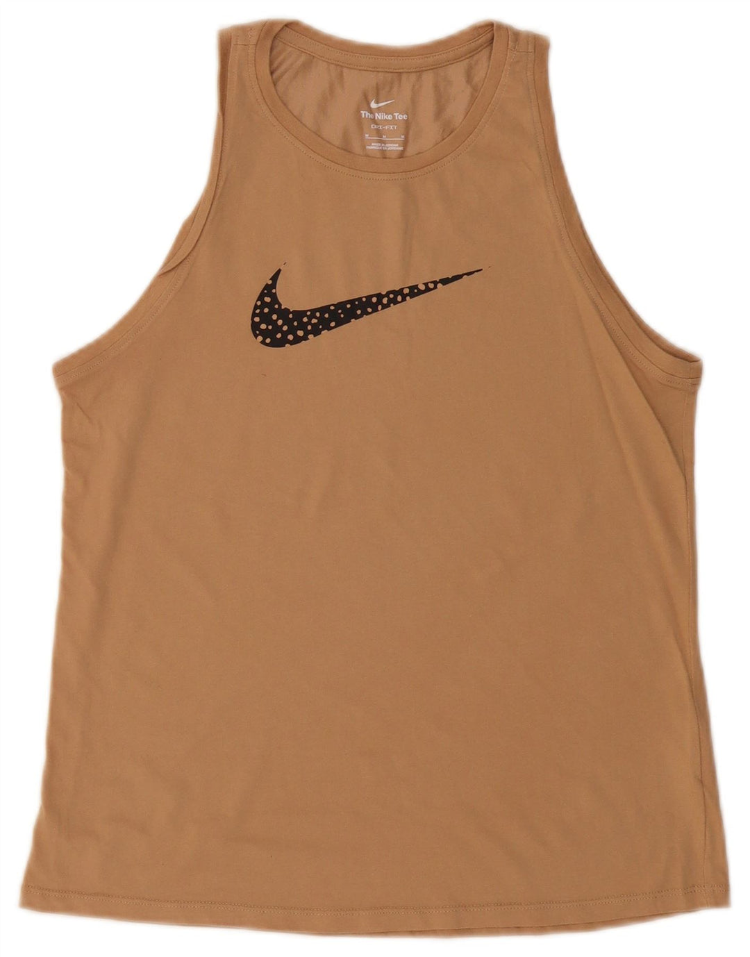 Nike Womens Dri Fit Graphic Vest Top UK 12 Medium Beige Cotton