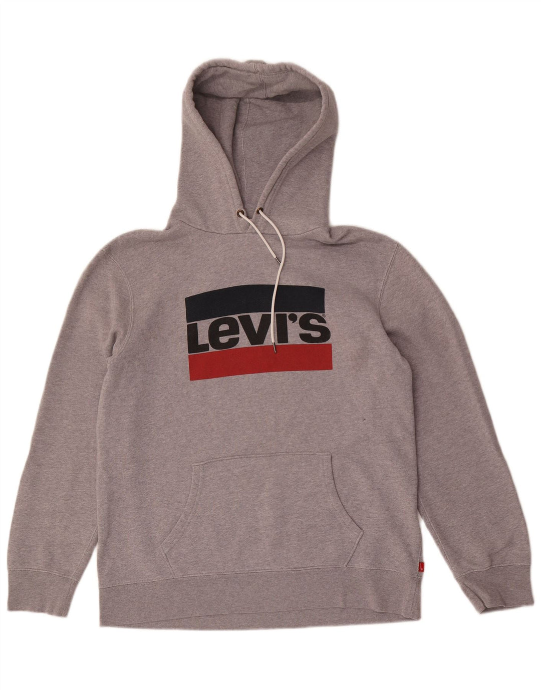 Levi's Mens Graphic Hoodie Jumper Large Grey Cotton