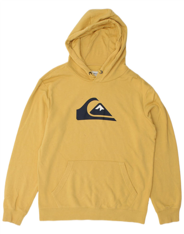 QUIKSILVER Mens Graphic Hoodie Jumper Medium Yellow Cotton
