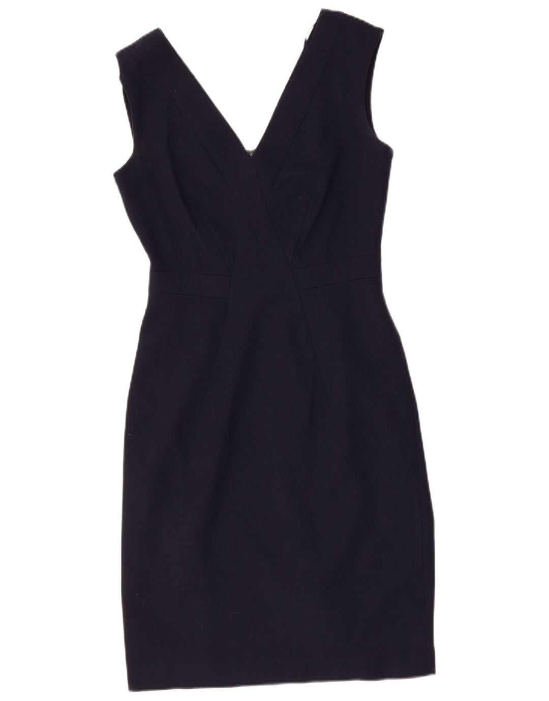 REISS Womens Sleeveless Sheath Dress UK 8 Small Navy Blue Wool