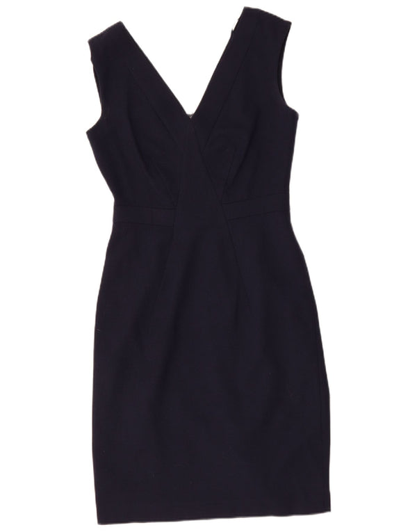 REISS Womens Sleeveless Sheath Dress UK 8 Small Navy Blue Wool