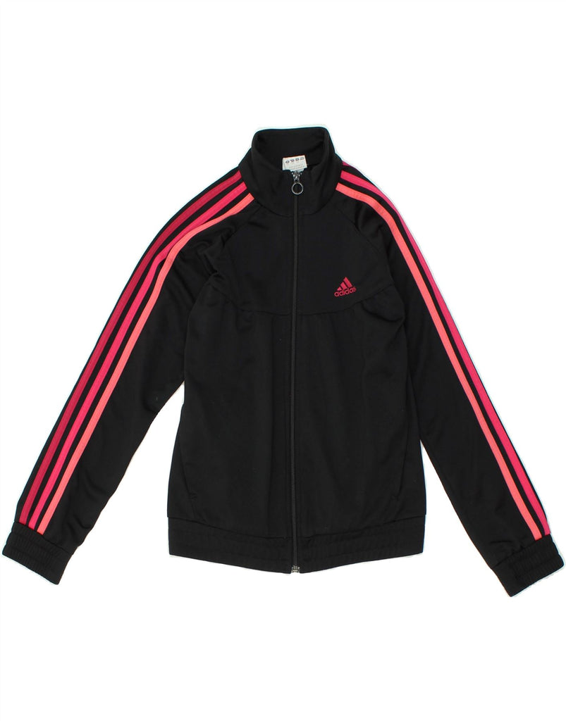 ADIDAS Girls Graphic Tracksuit Top Jacket 11-12 Years Black Polyester | Vintage Adidas | Thrift | Second-Hand Adidas | Used Clothing | Messina Hembry 