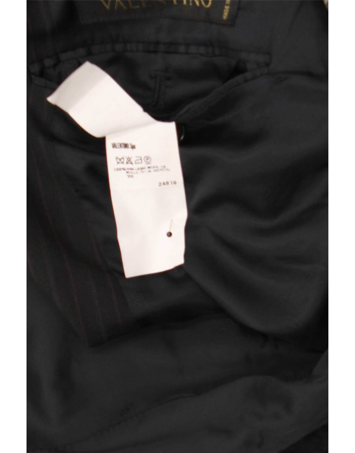 Valentino Mens 3 Button Blazer Jacket IT 54 2XL Black Pinstripe Classic