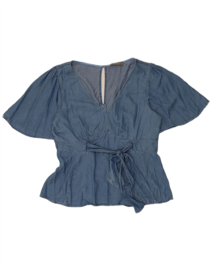 Oasis Womens Blouse Top UK 14 Medium  Blue Lyocell