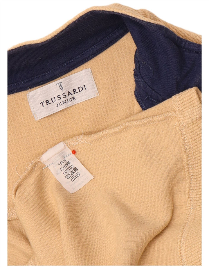 Trussardi Boys Graphic Tracksuit Top Jacket 11-12 Years Beige Cotton