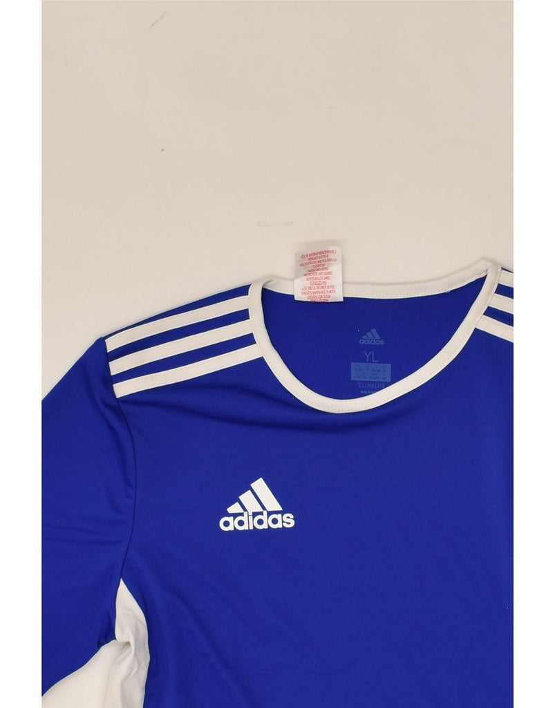 ADIDAS Boys Climalite T-Shirt Top 13-14 Years Large Blue Polyester | Vintage Adidas | Thrift | Second-Hand Adidas | Used Clothing | Messina Hembry 