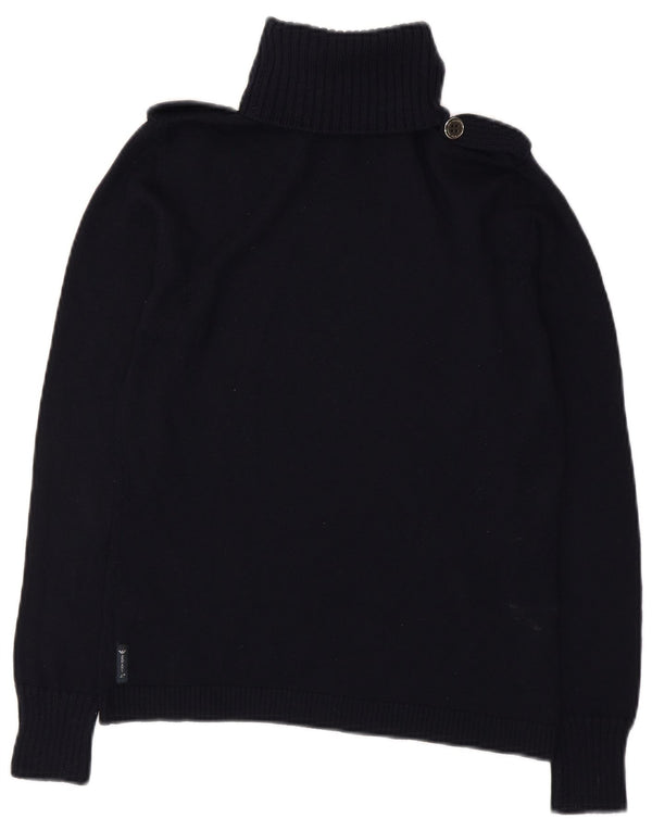 Armani Jeans Womens Military Roll Neck Jumper Sweater EU 44 XL Navy Blue