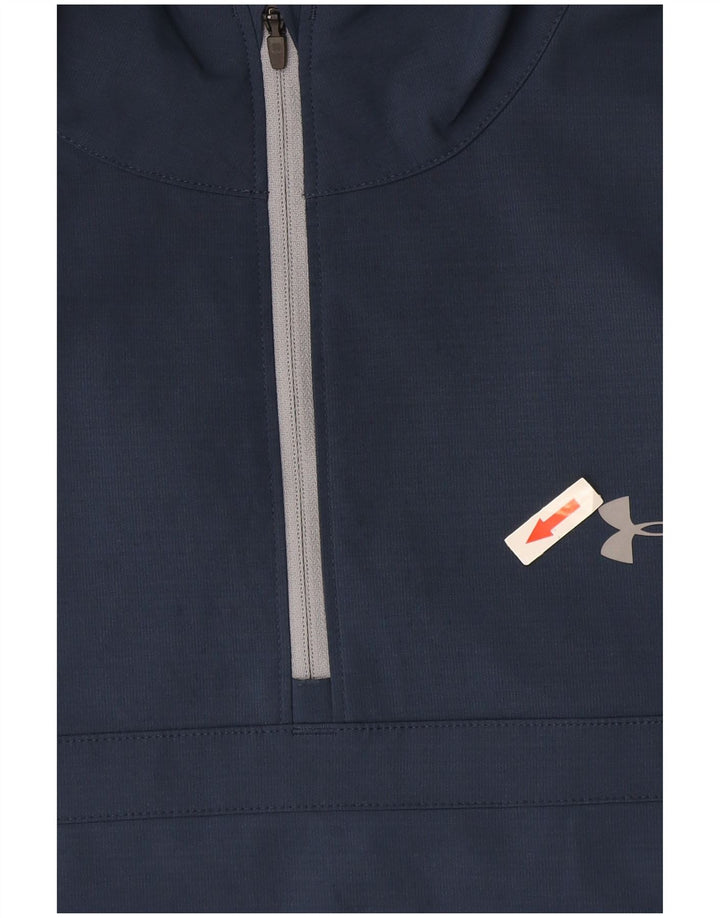 Under Armour Mens Pullover Tracksuit Top Jacket Large Navy Blue Polyester