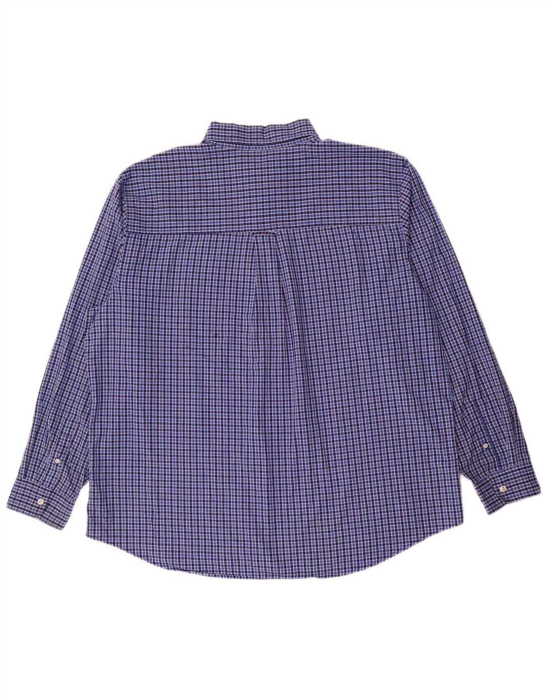 Chaps Mens Easy Care Shirt 2XL Blue Gingham Cotton