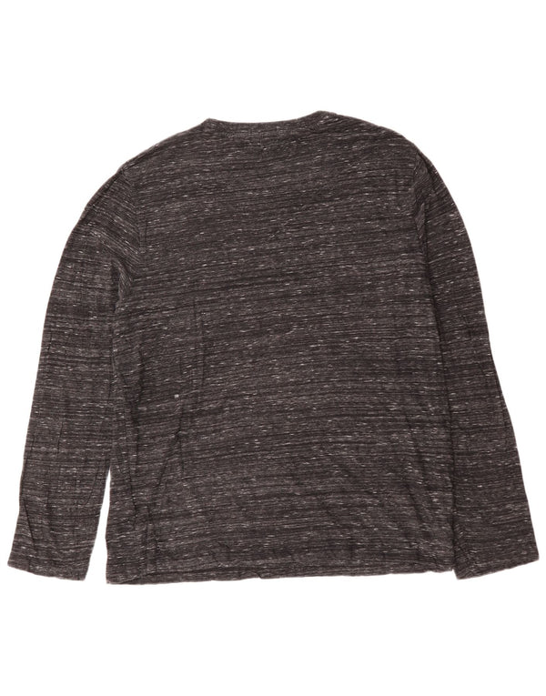 SUPERDRY Mens Top Long Sleeve 3XL Grey Flecked Cotton